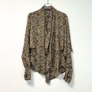 RACHEL Rachel Roy Leopard-Print Blouse in Black and Tan